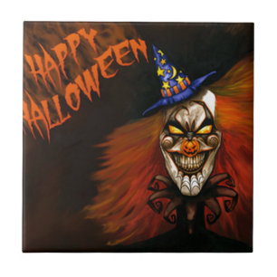 Happy Halloween Scary Clown Tile