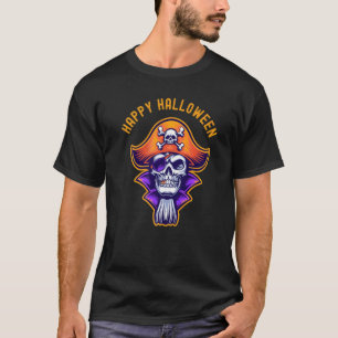 Happy Halloween Scary Cute Dead Pirate Skull Cross T-Shirt