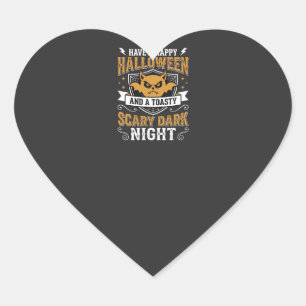Happy Halloween Scary Dark Night Vector Design Heart Sticker