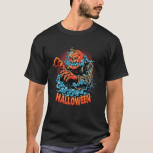 Happy Halloween Scary Evil Pumpkin Funny Pumpkin H T-Shirt