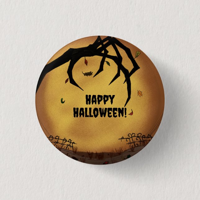 Happy Halloween Scary Hand 1 Inch Round Button (Front)