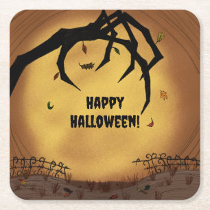 Happy Halloween Scary Hand Square Paper Coaster