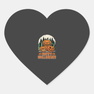 Happy Halloween Scary Pumpkin Forest Vector Heart Sticker