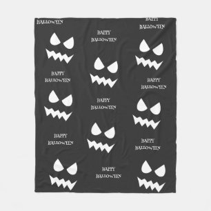 Happy Halloween Scary Pumpkin Ghost Face Fleece Blanket