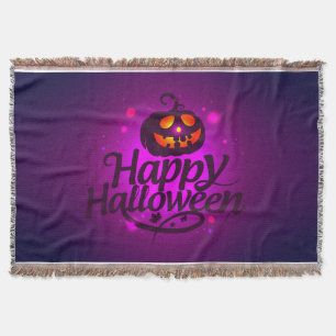 Happy Halloween Scary Pumpkin Throw Blanket