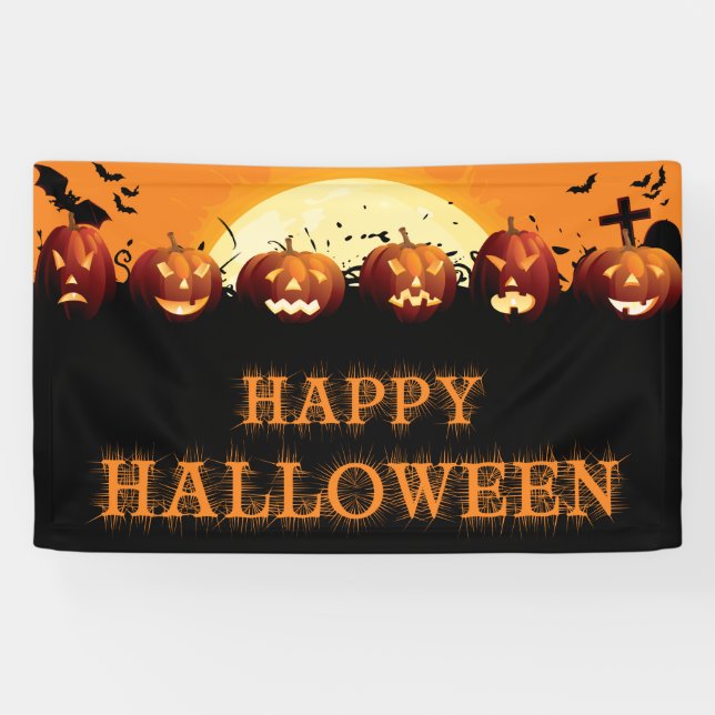 Happy Halloween Scary Pumpkins Banner (Horizontal)