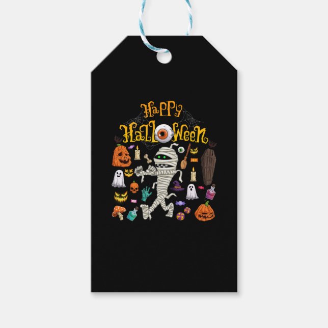 Happy Halloween Scary Retro Gift Tags (Front)