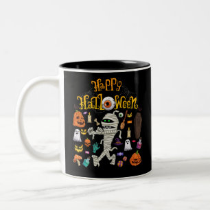 Happy Halloween Scary Retro Two-Tone Coffee Mug