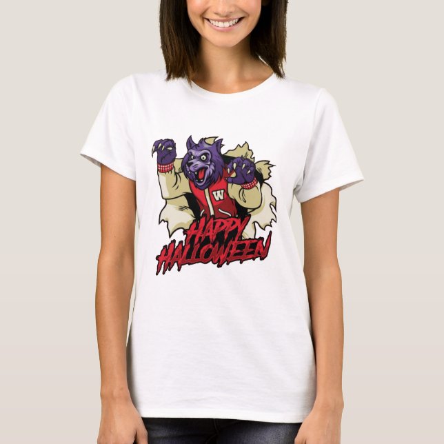 Happy Halloween Scary Werewolf T-Shirt (Front)