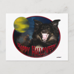 Happy Halloween Scary Wolf Postcard