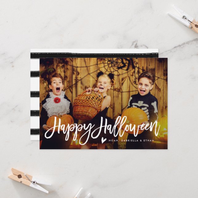 Happy Halloween Script Overlay Carte photo (Devant/Arrière en situation)