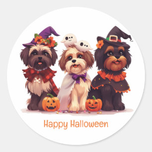 Happy Halloween Shih Tzu Dogs Classic Round Sticker