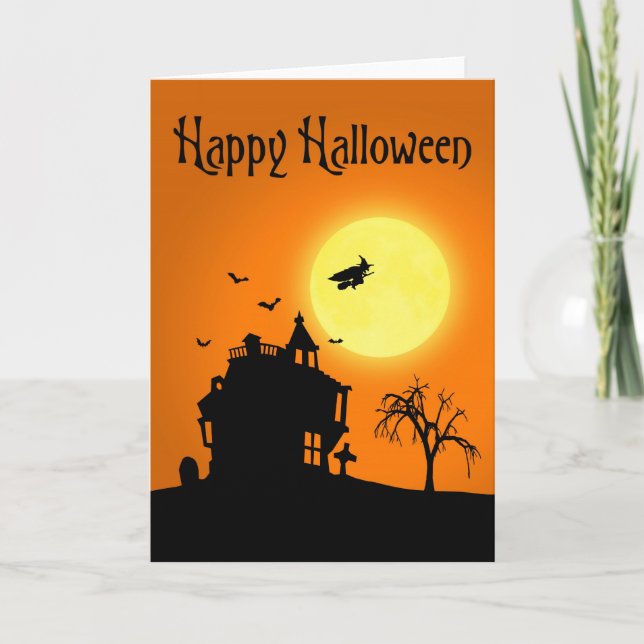 Happy Halloween Silhouette Landscape Card (Front)