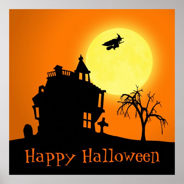 Happy Halloween Silhouette Landscape Poster (Front)