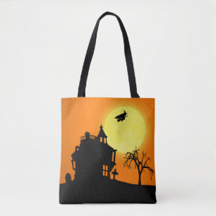 Happy Halloween Silhouette Landscape Tote Bag