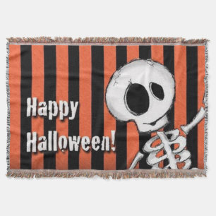 Happy Halloween Silly Skeleton Throw Blanket