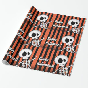 Happy Halloween Silly Skeleton Wrapping Paper