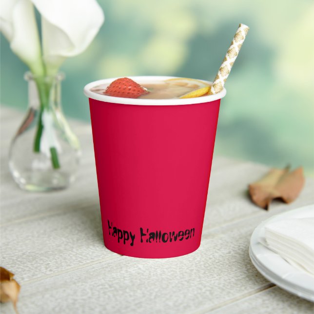 Happy Halloween Simple Clean Solid Red  Paper Cups (Insitu)