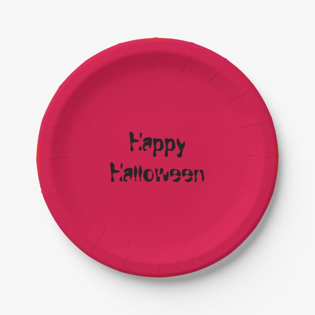Happy Halloween Simple Niece Solid Red Paper Plate (Front)