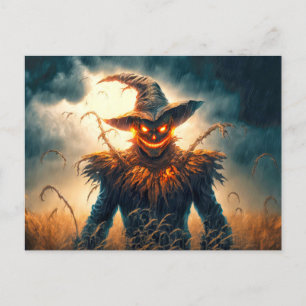 Happy Halloween   Sinister Scarecrow Postcard