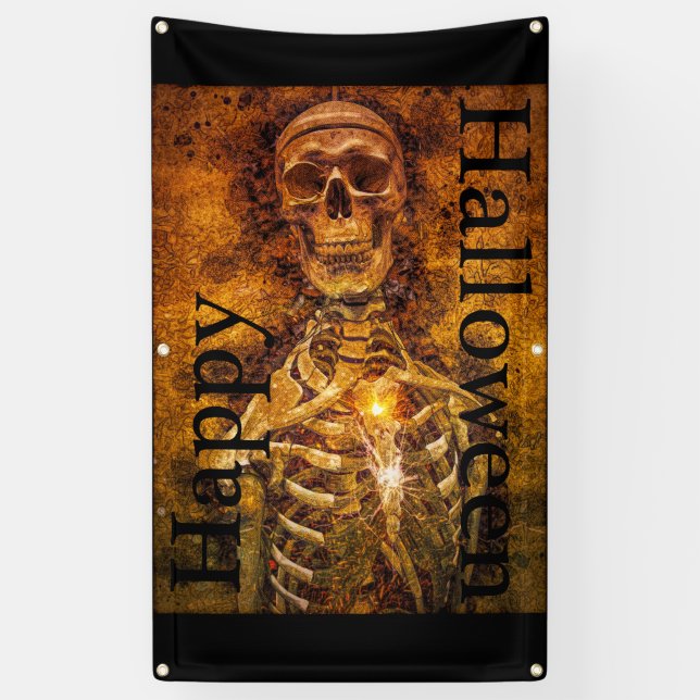 Happy Halloween Skeleton Art bannière extérieure (Vertical)