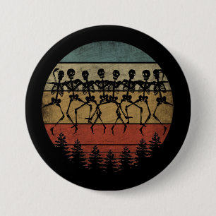 HAPPY HALLOWEEN SKELETON DANCE 3 INCH ROUND BUTTON