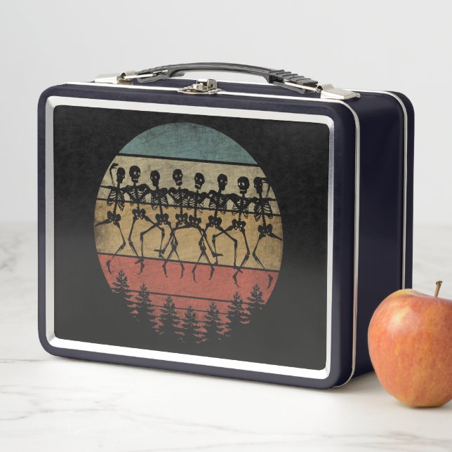 HAPPY HALLOWEEN SKELETON DANCE METAL LUNCH BOX (In Situ)
