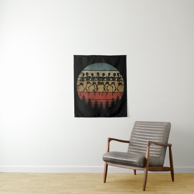 HAPPY HALLOWEEN SKELETON DANCE TAPESTRY (In Situ)