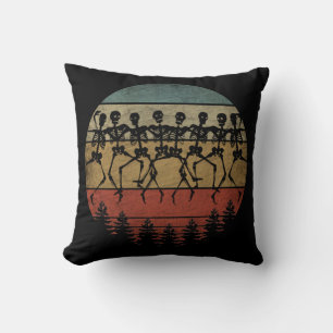HAPPY HALLOWEEN SKELETON DANCE THROW PILLOW