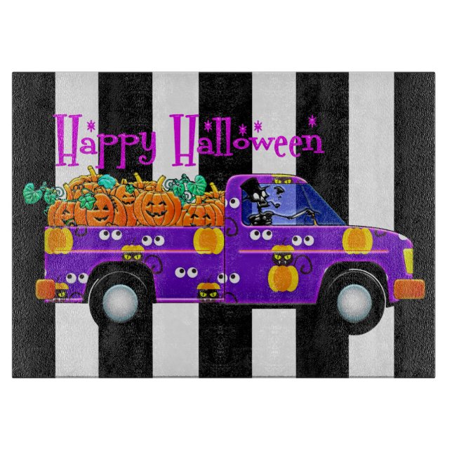 Happy Halloween Skeleton Driver Cutting Board (Front)