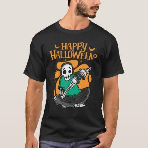 Happy Halloween Skeleton Gamer video PC game Conso T-Shirt
