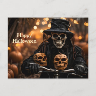 Happy Halloween Skeleton in a vintage tuxedo Postcard