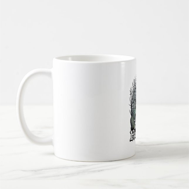Happy Halloween Skeleton Lantern Black Cat Graveya Coffee Mug (Left)