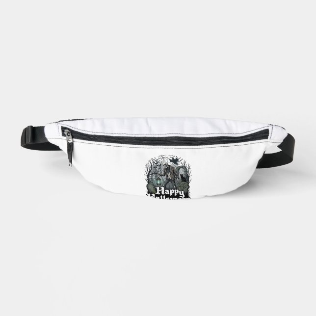 Happy Halloween Skeleton Lantern Black Cat Graveya Fanny Pack (Front)
