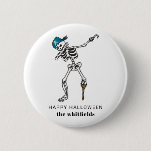 Happy Halloween Skeleton Pirate Dabbing Family 2 Inch Round Button