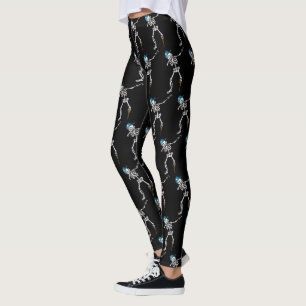 Happy Halloween Skeleton Pirate Dabbing Family Leggings