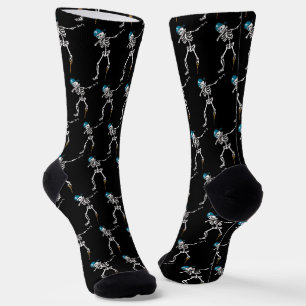 Happy Halloween Skeleton Pirate Dabbing Family Socks