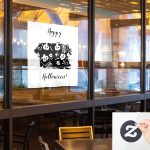 Happy Halloween Skeleton Skull Bones Pattern Window Cling