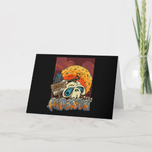 Happy Halloween Skeleton Skull With Owl Gift Card