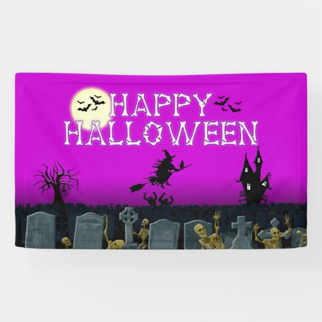 Happy Halloween Skeleton Witch   Purple  Banner (Horizontal)