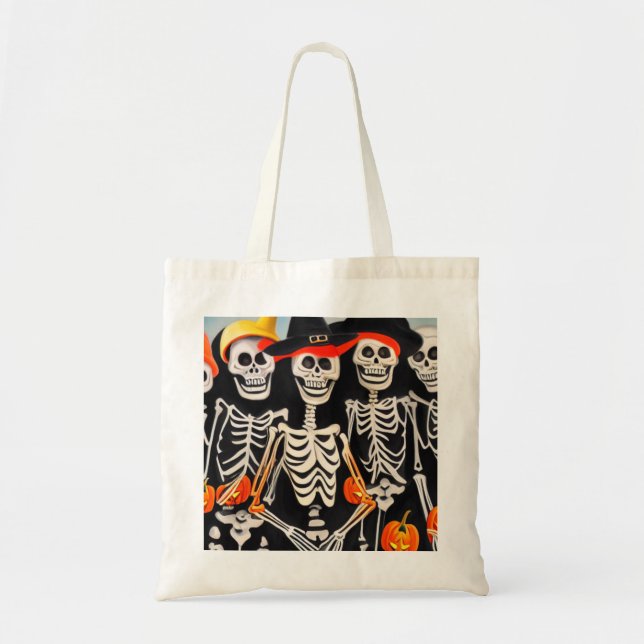 Happy Halloween Skeletons Tote Bag (Front)