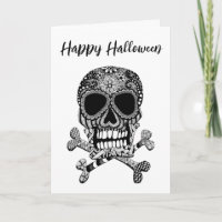 Happy Halloween Skull and Crossbones Greeting