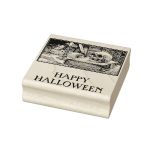 Happy Halloween skull books  rubber stamp