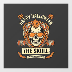 Happy Halloween Skull Mohawk Sunglasses Pumpkins B Window Cling
