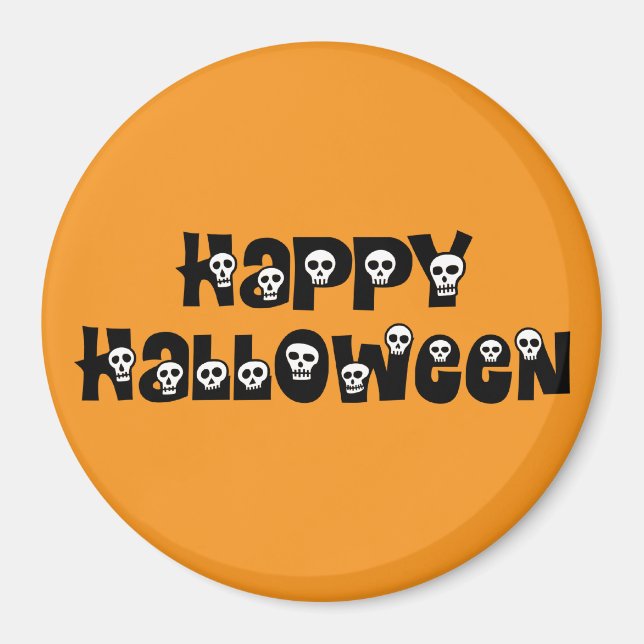 Happy Halloween Skulls Magnet (Front)