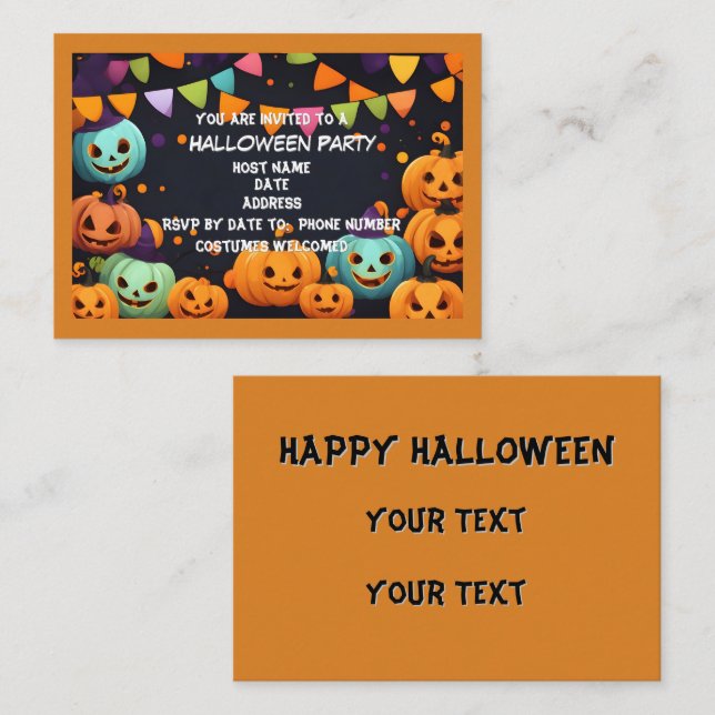 Happy Halloween Smiling Pumpkin Party Enclosure Card (Front/Back)