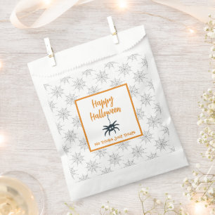 Happy Halloween spider cobweb no trick just treats Favour Bag
