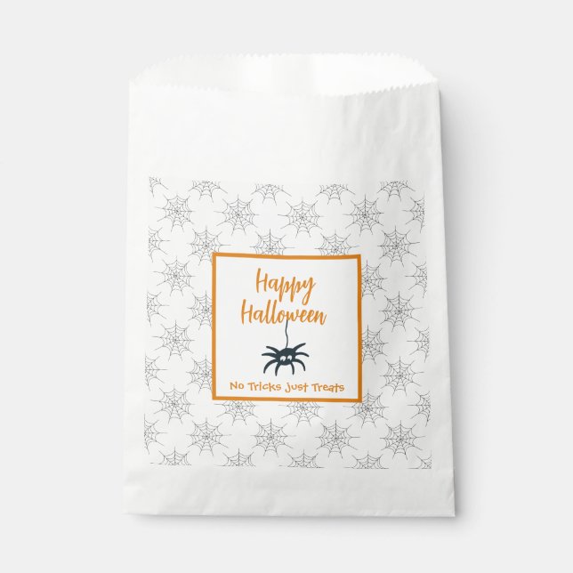 Happy Halloween spider cobweb no trick just treats Favour Bag (Front)