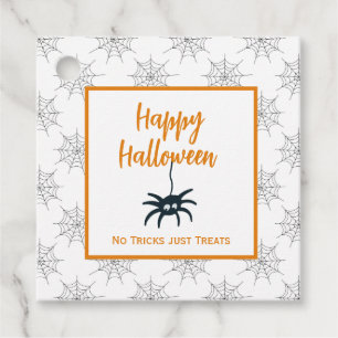 Happy Halloween spider cobweb no trick just treats Favour Tags