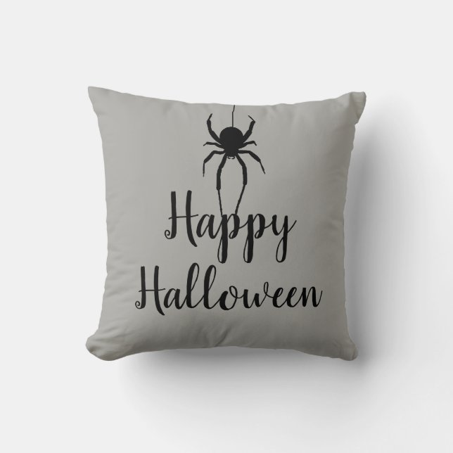 Happy Halloween Spider Throw Pillow (Front)